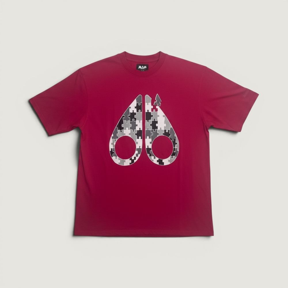 Moose‎ Knuckles T-Shirt Puzzle Logo Graphic Pink Large